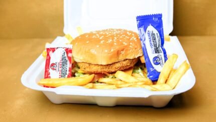Chicken Burger W Cheese + Fries + Soda Can