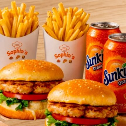 2 x Chicken Burgers W Fries And Can Soda B1G1