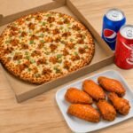 Large Pizza (2 Toppings) + 6 Wings + 2 Soda Cans