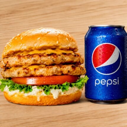Double Chicken Burger with Can Soda