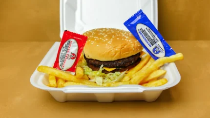 Double Beef Burger W Cheese + Fries + Soda Can