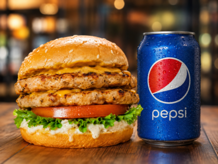 Double Chicken Burger with Can Soda