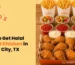 Sophia's Cafe halal broasted chicken in Missouri City, TX, served crispy with golden fries, pickles, and flavorful sauces.