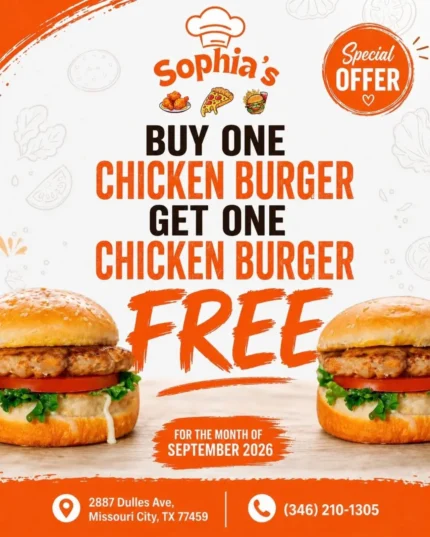 September Special Buy One Chicken Burger Get One Chicken Burger Free